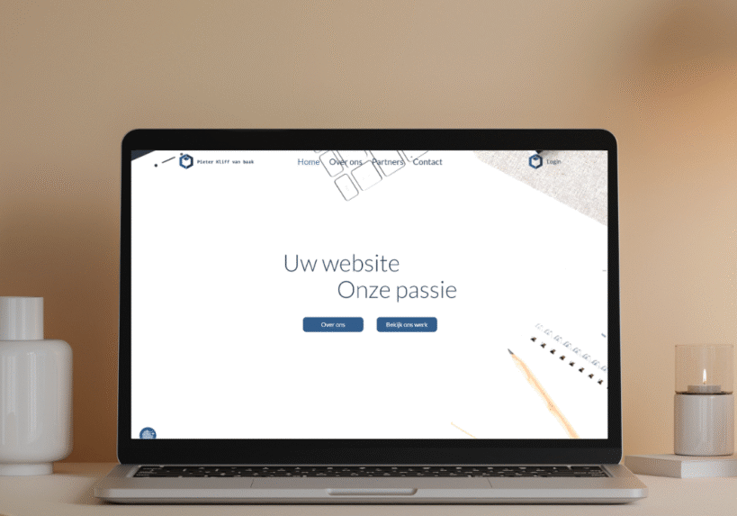 Laptop met website logo Laptop met website logo